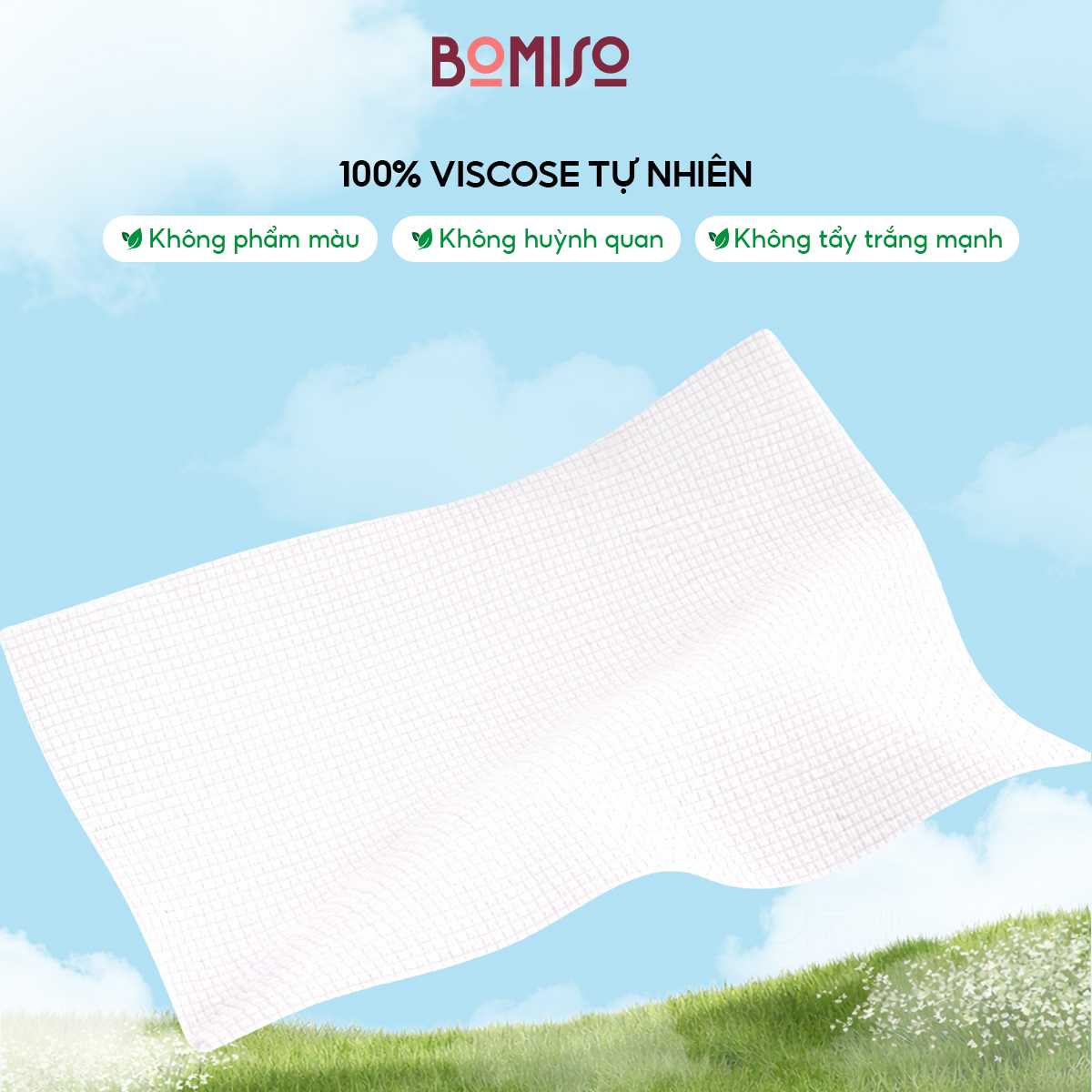 Khăn lau mặt dùng 1 lần hữu cơ size lớn 25x30cm, khăn mặt khô sợi tự nhiên BOMISO