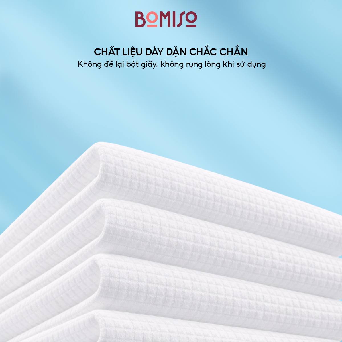 Khăn lau mặt dùng 1 lần hữu cơ size lớn 25x30cm, khăn mặt khô sợi tự nhiên BOMISO