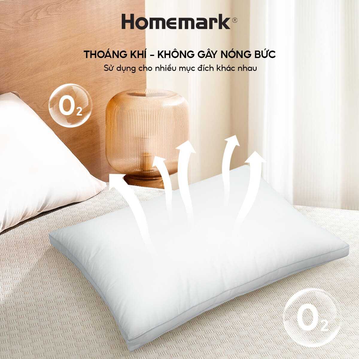 Ruột Gối Lông Vũ 50x70cm Homemark Premium Êm Ái, Thoáng Khí, Chống Xẹp Lún, Chống Bám Bụi, Cao Cấp