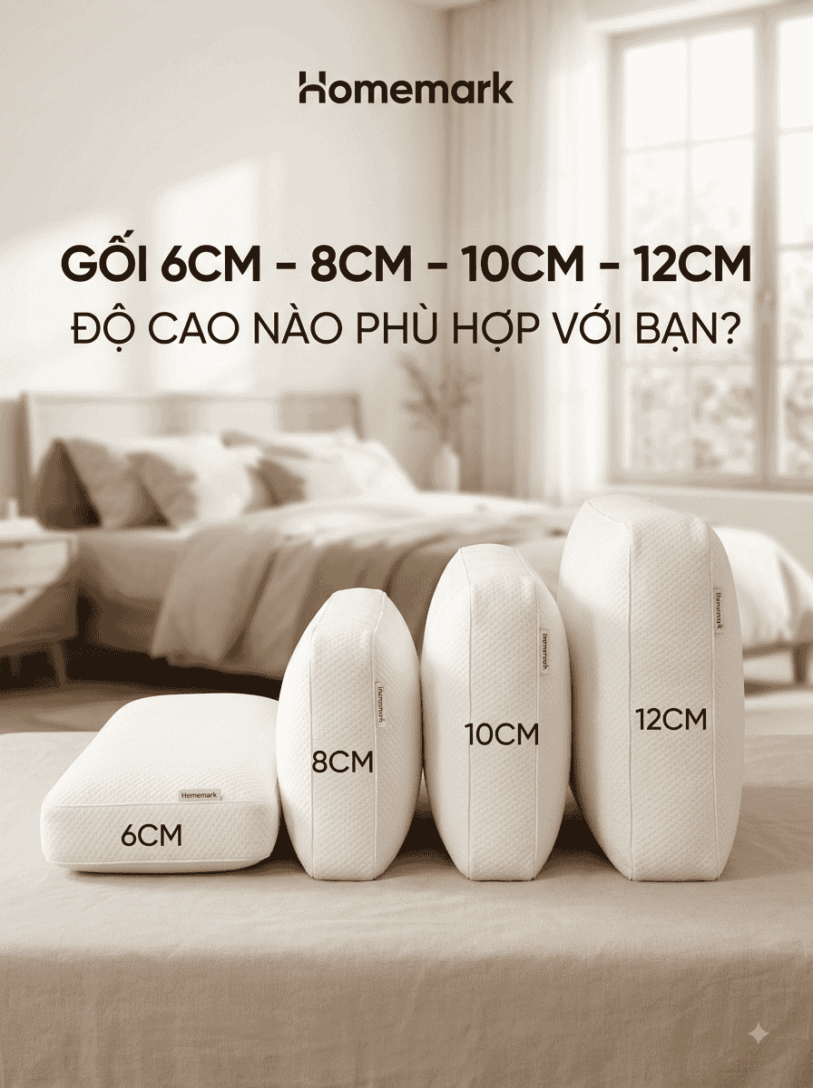 Gối 6cm, 8cm, 10cm, 12cm: Nên Chọn Độ Cao Nào Phù Hợp?