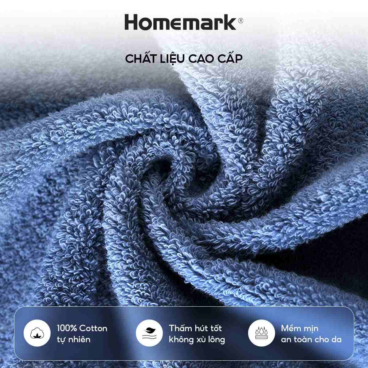 Khăn Tắm Cotton Pakistan Cao Cấp Homemark Dày Mềm, Không Phai Màu, Thấm Hút Tốt